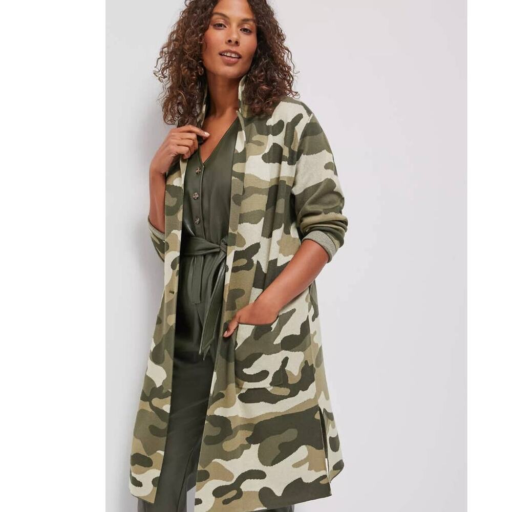 New Anthropologie Maeve Kieran Sweater Coat Camo Small $158